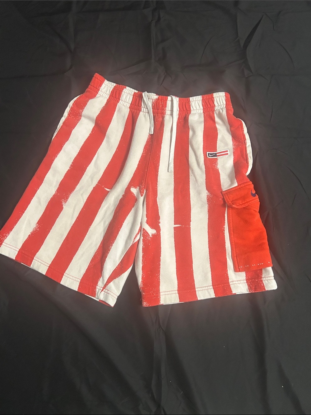 Nike Red and White Striped Cargo Shorts